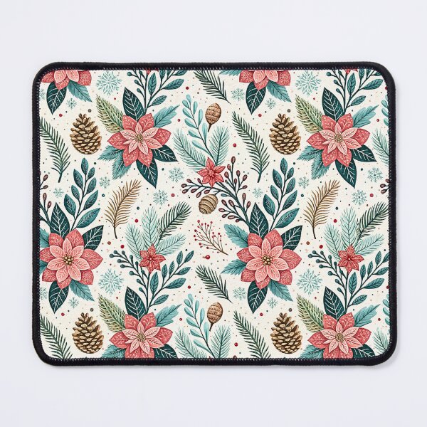 Item preview, Red Poinsettia Evergreen Christmas Botanical Pattern designed and sold by Storybook Botanica.