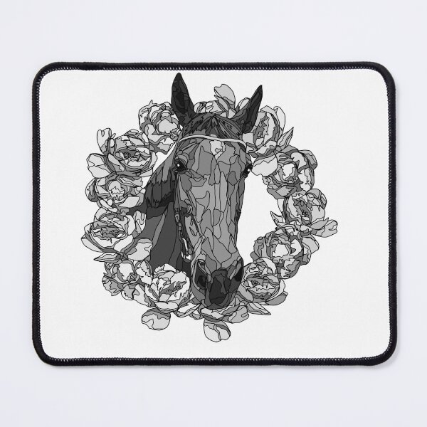 Item preview, Elegant Monochrome Horse Head in Peony Floral Wreath Minimalist Design designed and sold by TatianaEleonor.