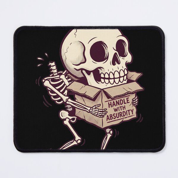 Item preview, Big-Headed Skeleton Shuffles Out of a Box Marked Handle with Absurdity designed and sold by MisteryDesigner.