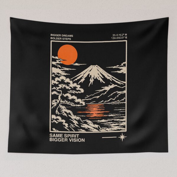 Item preview, Japanese Mountain Sunset – Same Spirit Bigger Visions Streetwear Art designed and sold by GracefulbyElmes.