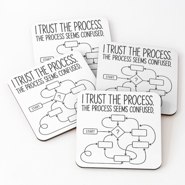Item preview, I Trust the Process – The Process Seems Confused | Funny Minimalist Flowchart designed and sold by SaberBastawy9.