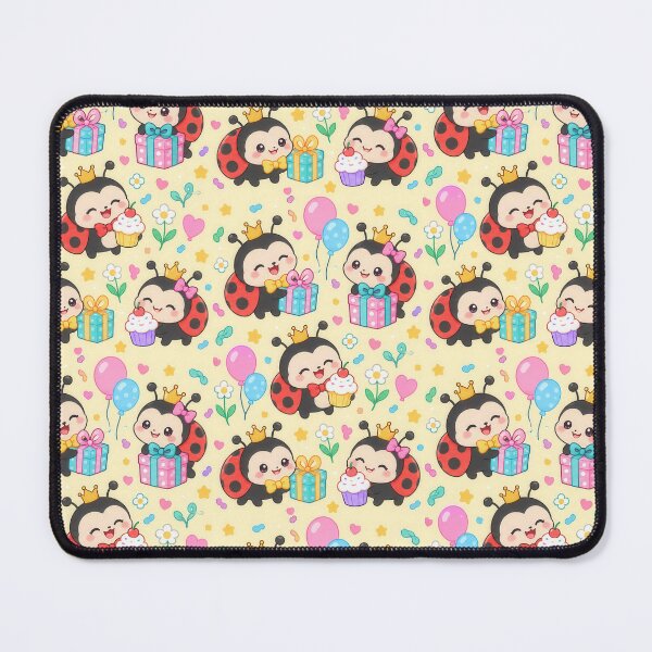 Item preview, Kawaii Ladybug Birthday Pattern with Cute Ladybugs and Colorful Pastel Party Decorations designed and sold by Soft Berry Studio.