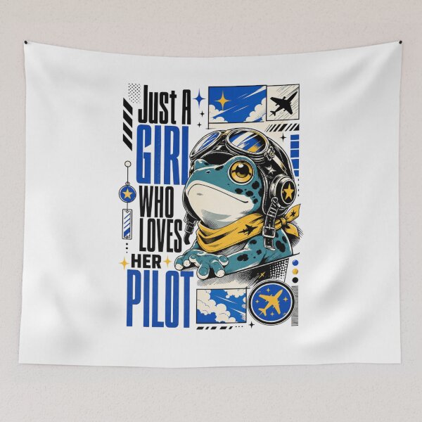 Item preview, Just A Girl Who Loves Her Pilot Anime Frog Art | Blue Manga Poster Aviation Gift designed and sold by illeN-Art-World.