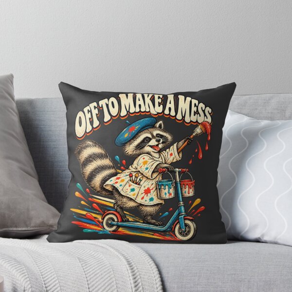 Item preview, Raccoon Artist Scooter Vintage Art Teacher Off To Make A Mess designed and sold by AmiGraph.