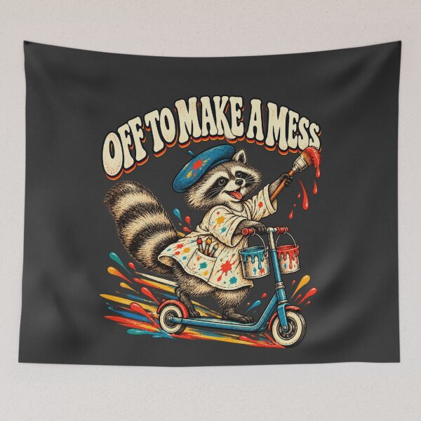 Item preview, Raccoon Artist Scooter Vintage Art Teacher Off To Make A Mess designed and sold by AmiGraph.