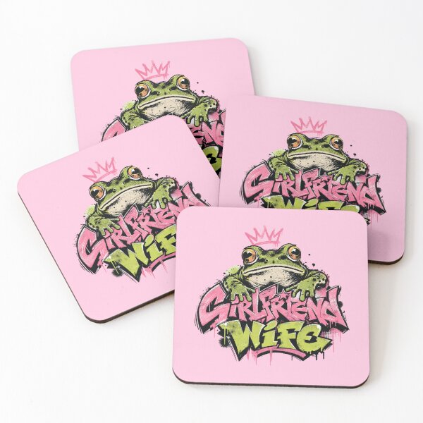 Item preview, Girlfriend Wife Graffiti Frog Art | Cute Crowned Toad Pink Lime Green Gift designed and sold by illeN-Art-World.