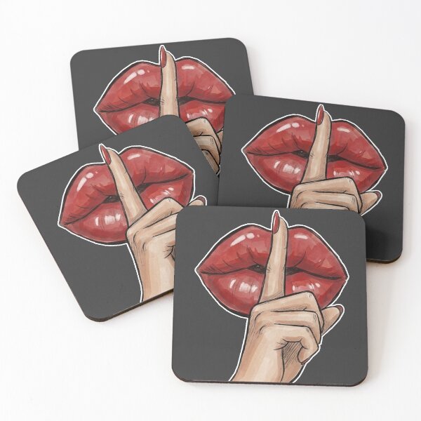 Item preview, Red Glossy Lips Shhh Silence Gesture designed and sold by MaRCAStro.