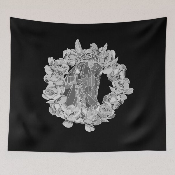 Item preview, Elegant Light Cream Horse Head in Peony Floral Wreath Minimalist Design designed and sold by TatianaEleonor.