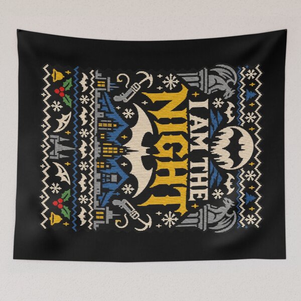 Item preview, I Am the Night Gotham Ugly Christmas Sweater designed and sold by Gabriela Mihai.