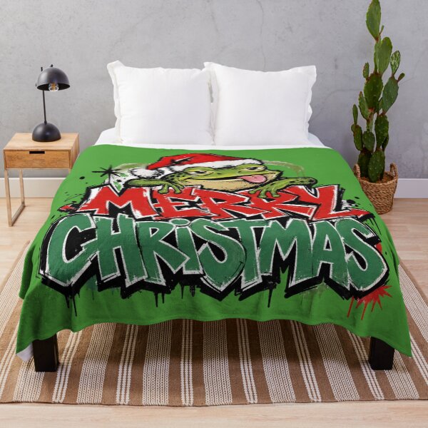 Item preview, Merry Christmas Frog Art | Funny Santa Hat Toad Red Green Graffiti Holiday Gift designed and sold by illeN-Art-World.