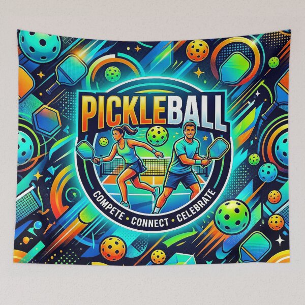 Item preview, Dynamic Neon Pickleball Action Motivational Pattern.  designed and sold by Giulivo Store Graphic.