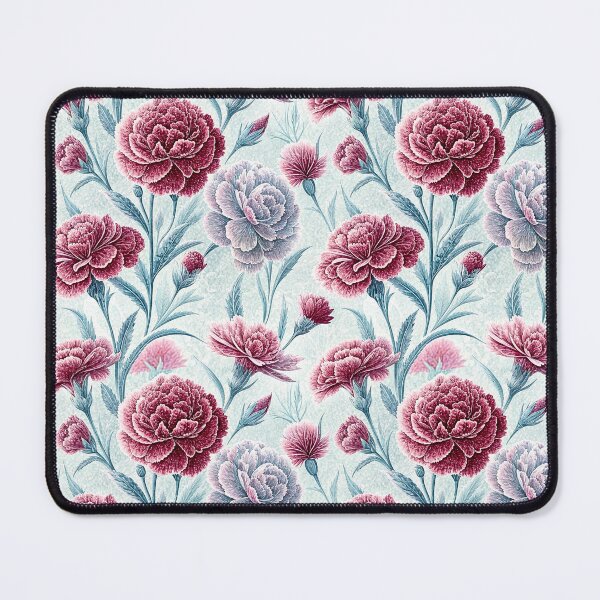 Item preview, Frosted Burgundy Carnation Winter Floral Pattern designed and sold by Storybook Botanica.