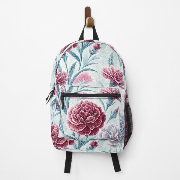 Item preview, Frosted Burgundy Carnation Winter Floral Pattern designed and sold by Storybook Botanica.