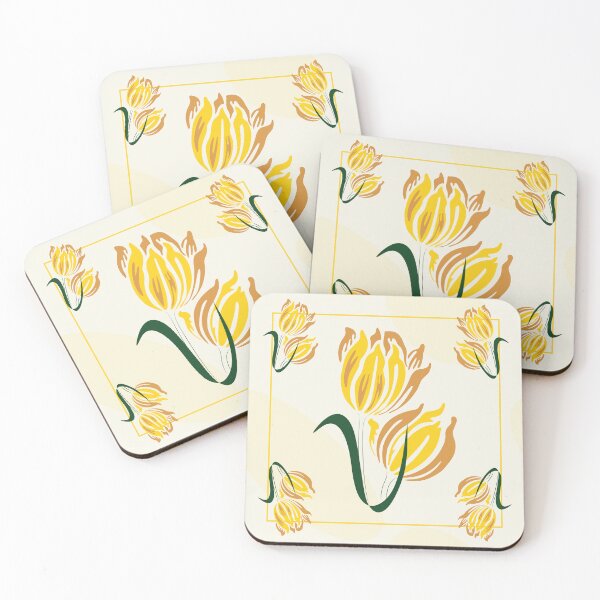 Item preview, Golden Yellow Flowers- Art Nouveau Botanical Illustration designed and sold by photossmirnov.
