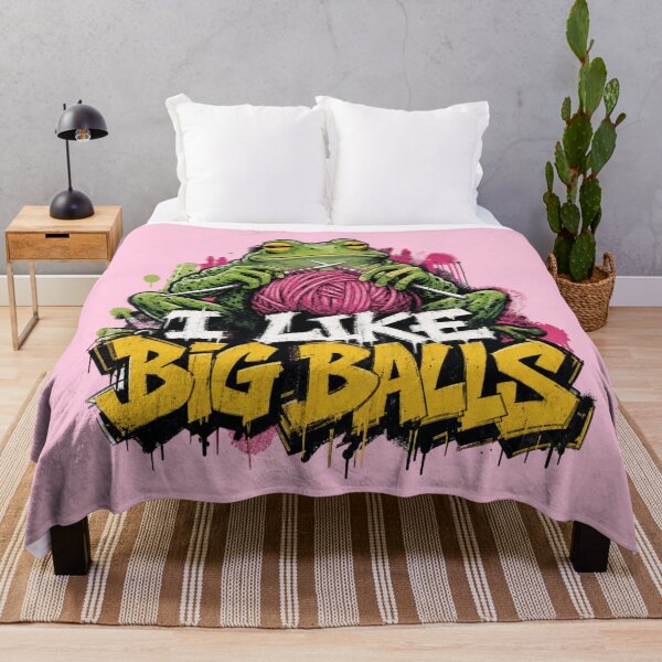Item preview, I Like Big Balls Graffiti Knitting Frog Art | Yellow Pink Yarn Toad Streetwear Gift designed and sold by illeN-Art-World.