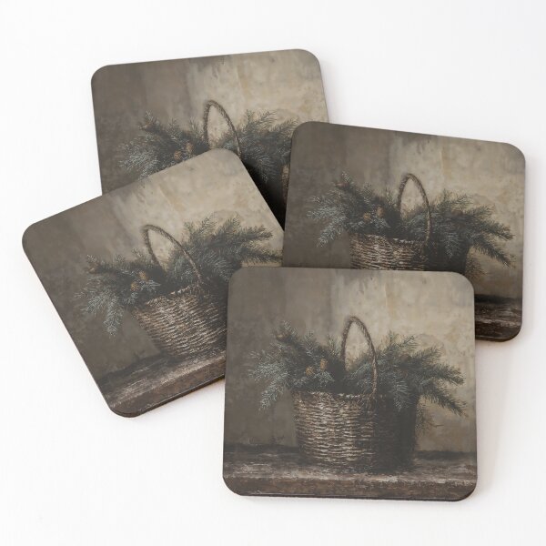 Item preview, Gothic Winter Pine Branches Basket Still Life Painting designed and sold by DarkHolyQueen.