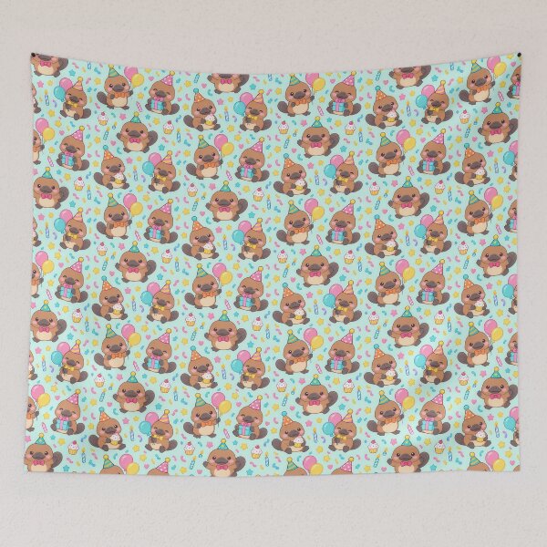 Item preview, Cute Kawaii Platypus Birthday Party Pastel Pattern designed and sold by Soft Berry Studio.