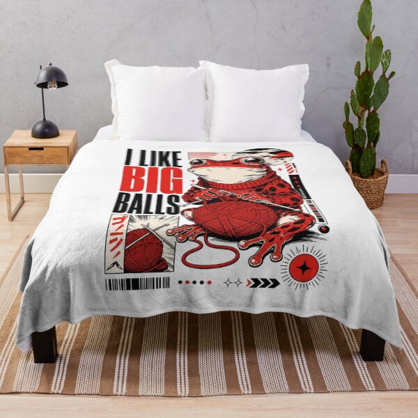 Item preview, I Like Big Balls Anime Knitting Frog Art | Red Spotted Toad Manga Yarn Poster Gift designed and sold by illeN-Art-World.