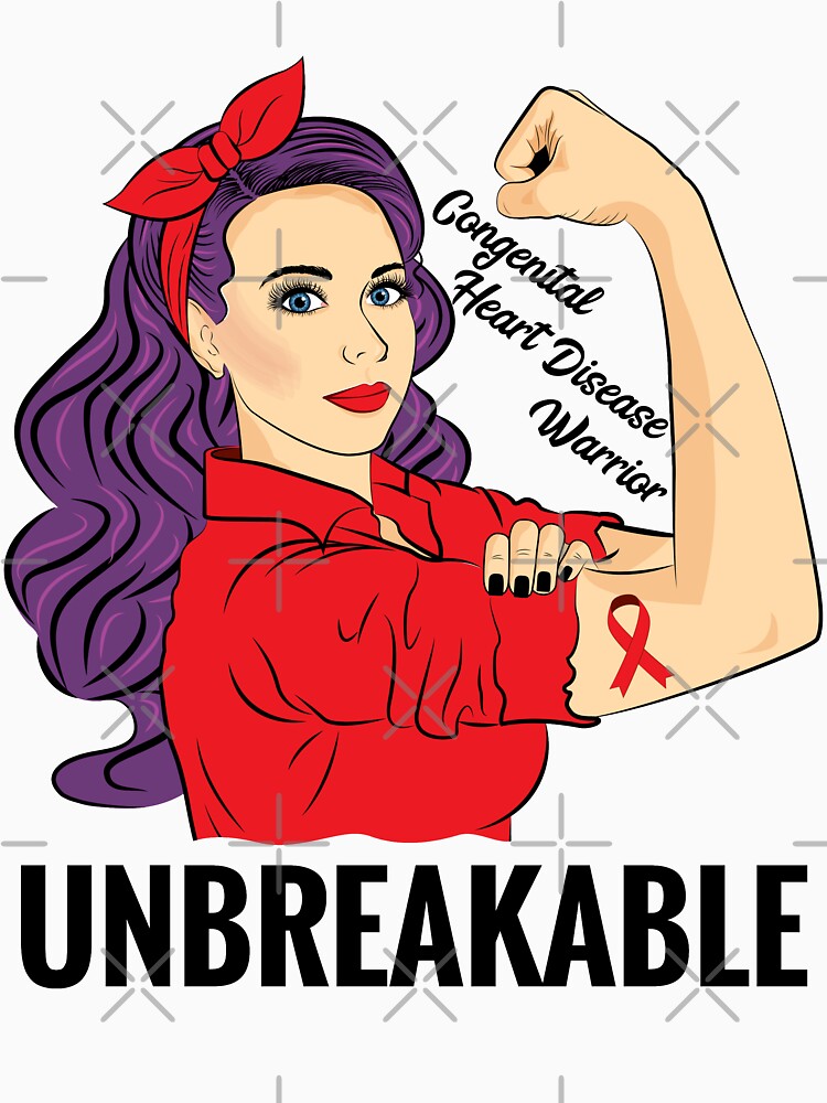 Womens Heart Disease Warrior-Unbreakable-Red-Ribbon Shirt Womens Heart Disease Warrior-Unbreakable-Red-Ribbon Shirt