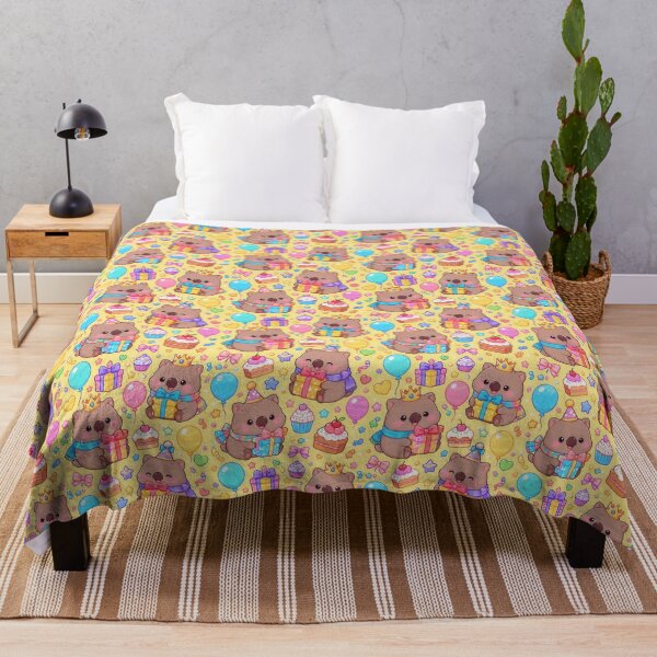 Item preview, Cute Kawaii Wombat Birthday Party Pastel Pattern designed and sold by Soft Berry Studio.