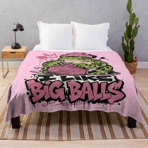 Item preview, I Like Big Balls Graffiti Knitting Frog Art | Beanie Toad Pink Yarn Streetwear Gift designed and sold by illeN-Art-World.