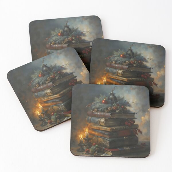 Item preview, Gothic Book Stack Christmas Candles Still Life Painting designed and sold by DarkHolyQueen.