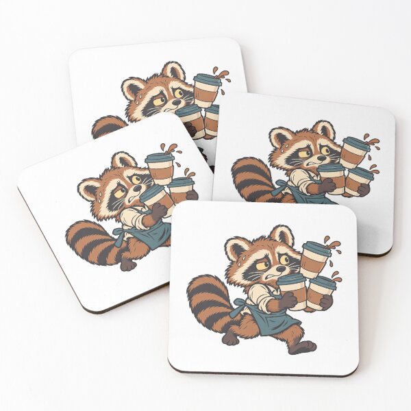 Item preview, Raccoon Barista Balancing Three Takeaway Coffees designed and sold by Greemo03.