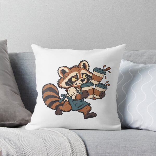Item preview, Raccoon Barista Balancing Three Takeaway Coffees designed and sold by Greemo03.