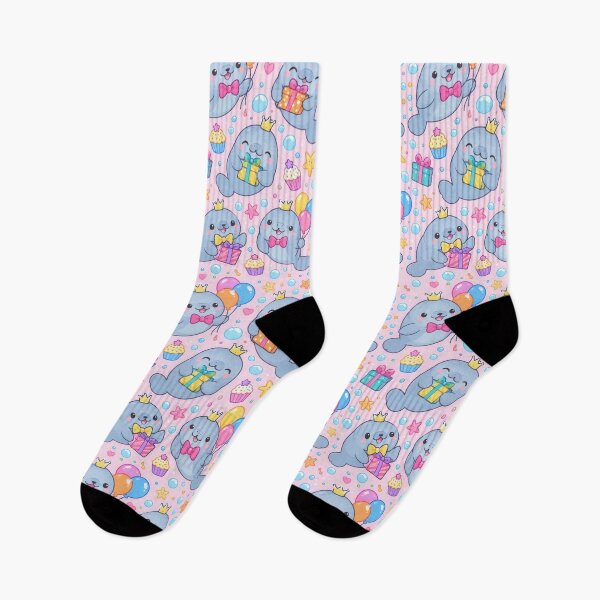 Item preview, Cute Kawaii Manatee Birthday Party Pastel Pattern designed and sold by Soft Berry Studio.