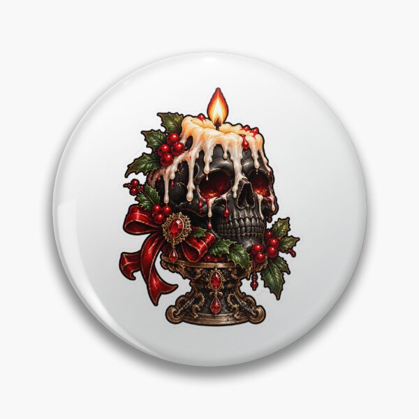 Item preview, Skull Candle Christmas - Gothic Holiday Flame Decor designed and sold by ItsArtisticLab.