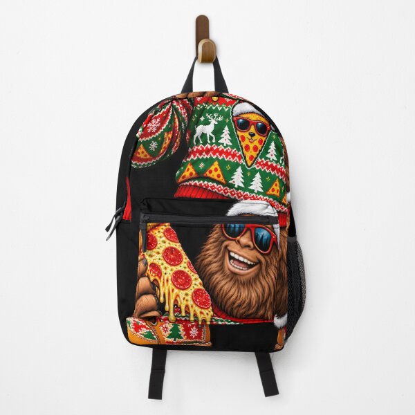 Item preview, Funny Bigfoot Santa Hat Eating Pizza Christmas Art designed and sold by DailySparks.