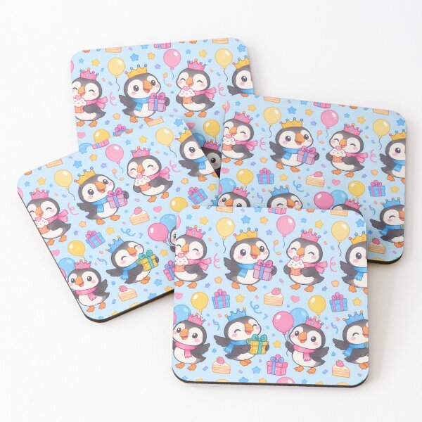 Item preview, Cute Kawaii Puffin Birthday Party Pastel Pattern designed and sold by Soft Berry Studio.