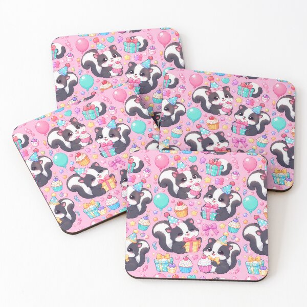 Item preview, Cute Kawaii Skunk Birthday Party Pastel Pattern designed and sold by Soft Berry Studio.