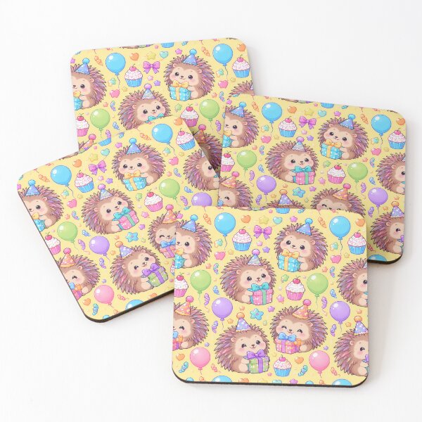 Item preview, Cute Kawaii Porcupine Birthday Party Pastel Pattern designed and sold by Soft Berry Studio.