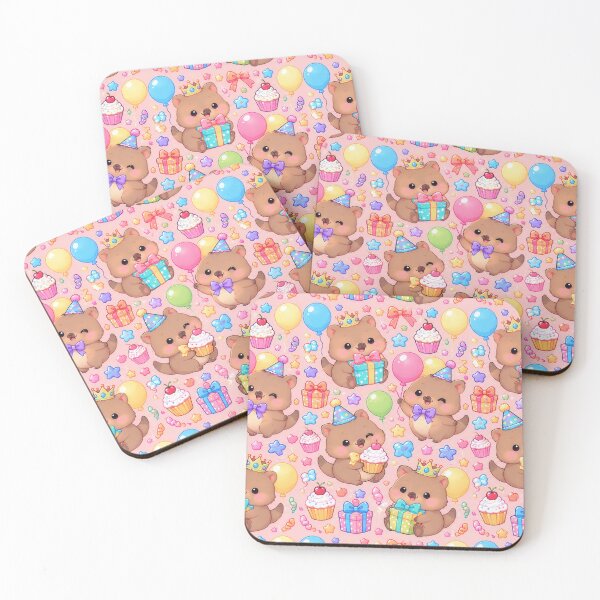 Item preview, Cute Kawaii Quokka Birthday Party Pastel Pattern designed and sold by Soft Berry Studio.