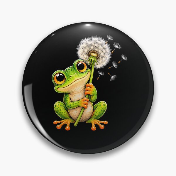 Item preview, Cute Frog Holding Dandelion Flower designed and sold by Moizento.