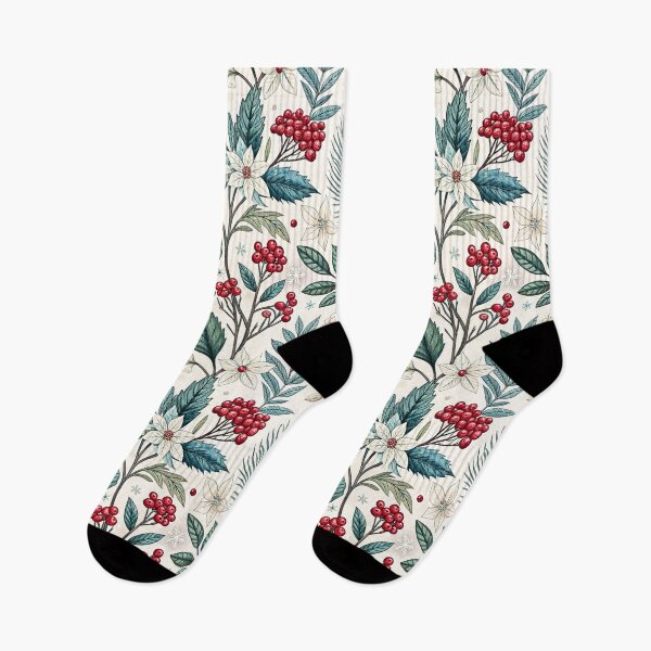 Item preview, Winter Red Berry Botanical Floral Pattern designed and sold by Storybook Botanica.