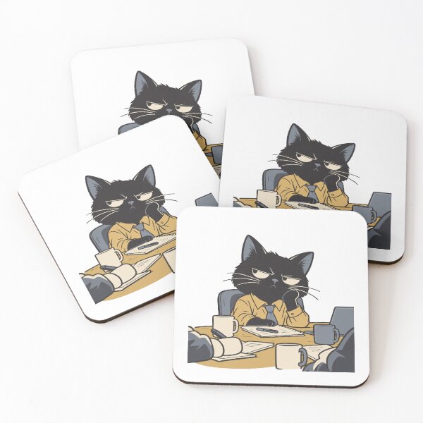 Item preview, Black Cat Judging Everyone in an Office Meeting designed and sold by Greemo03.