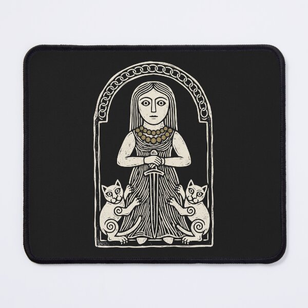 Item preview, Freyja – Norse Goddess with Cats Viking Age Linocut designed and sold by Odd World.