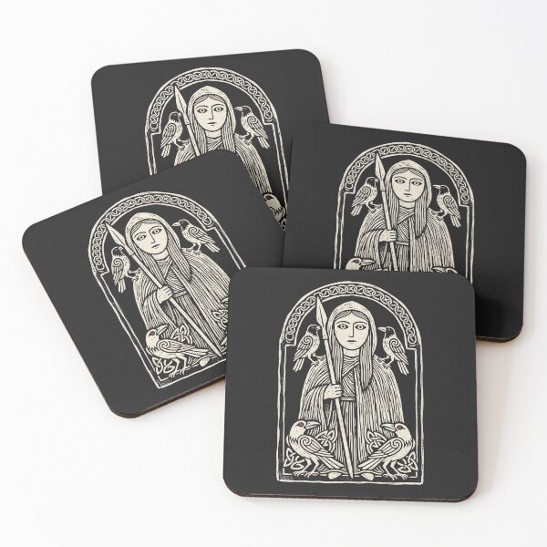 Item preview, The Morrigan – Irish War Goddess with Crows Linocut designed and sold by Odd World.