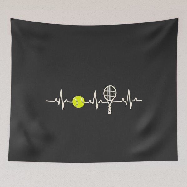 Item preview, Tennis Heartbeat Racket Ball Minimalist ECG Line Art Neon Yellow designed and sold by AmiGraph.