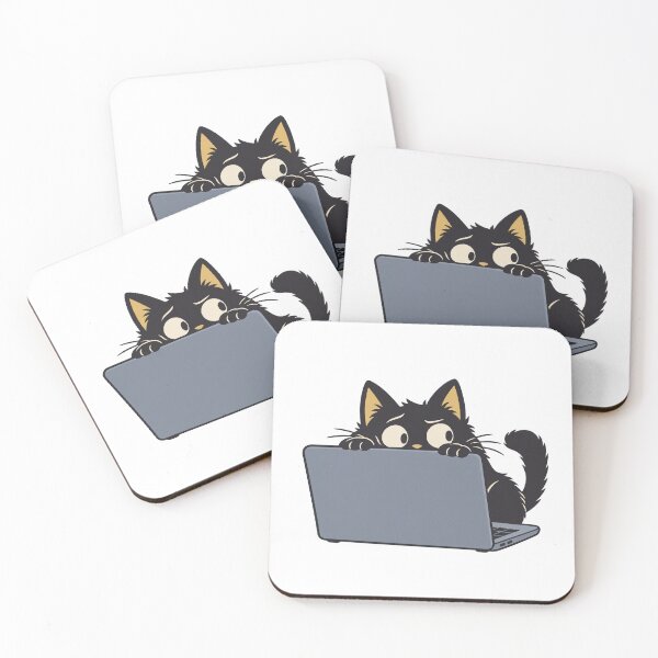 Item preview, Black Cat Hiding Behind a Laptop on a Video Call designed and sold by Greemo03.