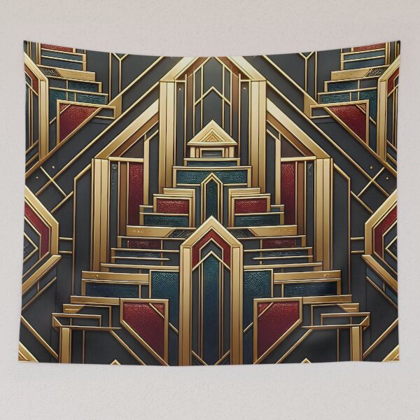Item preview, Art Deco Ziggurat Geometric Gold Brown and Black Pattern designed and sold by Sybille-Yates.