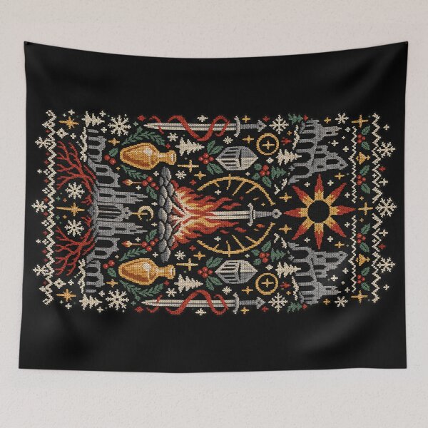 Item preview, Dark Souls Bonfire Sword Gothic Christmas Sweater designed and sold by Gabriela Mihai.