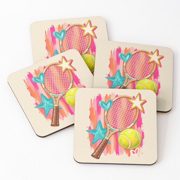 Item preview, Tennis Racket Ball Painted Preppy Art With Stars And Hearts designed and sold by AmiGraph.