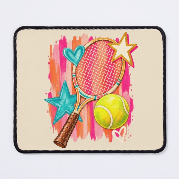 Item preview, Tennis Racket Ball Painted Preppy Art With Stars And Hearts designed and sold by AmiGraph.