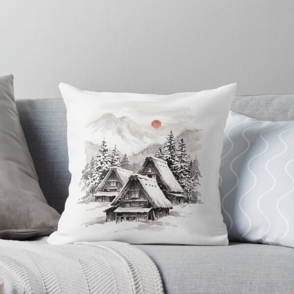 Item preview, Shirakawa-go in Winter – Japanese Ink Wash Painting designed and sold by Odd World.