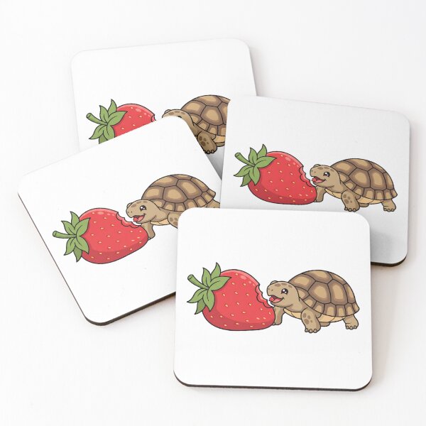 Item preview, Kawaii Turtle Eating Giant Strawberry Cute designed and sold by DariaDoodleArt.