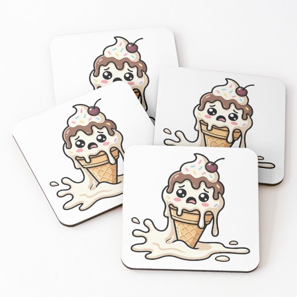 Item preview, Sad Melting Ice Cream Cone - Kawaii Crying Dessert Art designed and sold by The Red Lime.