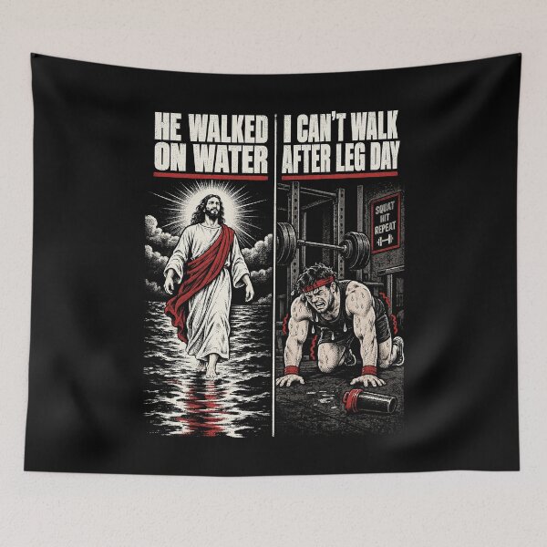 Item preview, He Walked On Water. I Can’t Walk After Leg Day. designed and sold by SignumShop.
